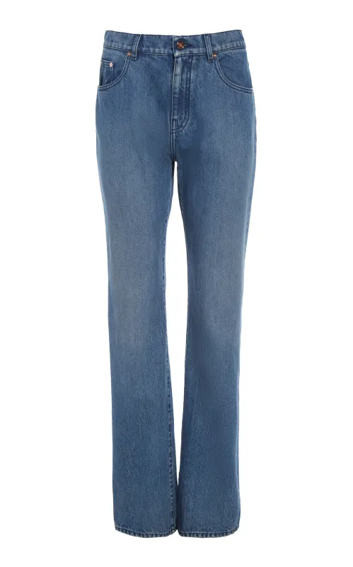 Rey Straight-leg Jean in Uruguayan Blue Recycled Cotton Denim sold by Gabriela Hearst