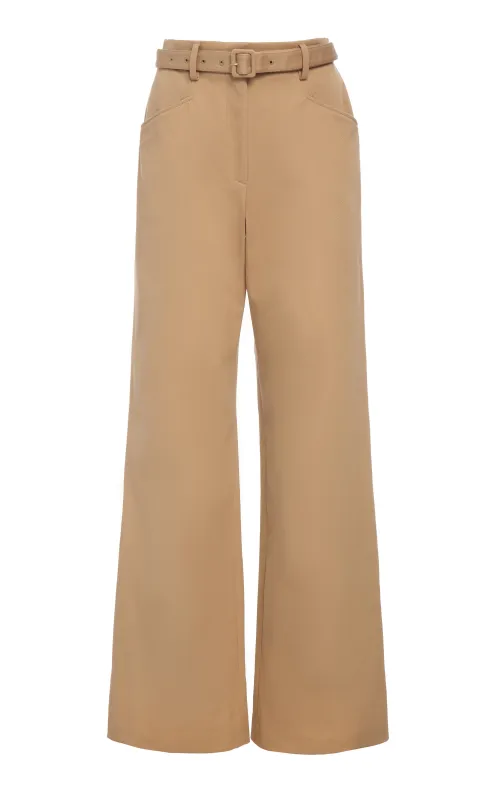 Norman Wide-leg Pant in Camel Sea Island Cotton Twill sold by Gabriela Hearst