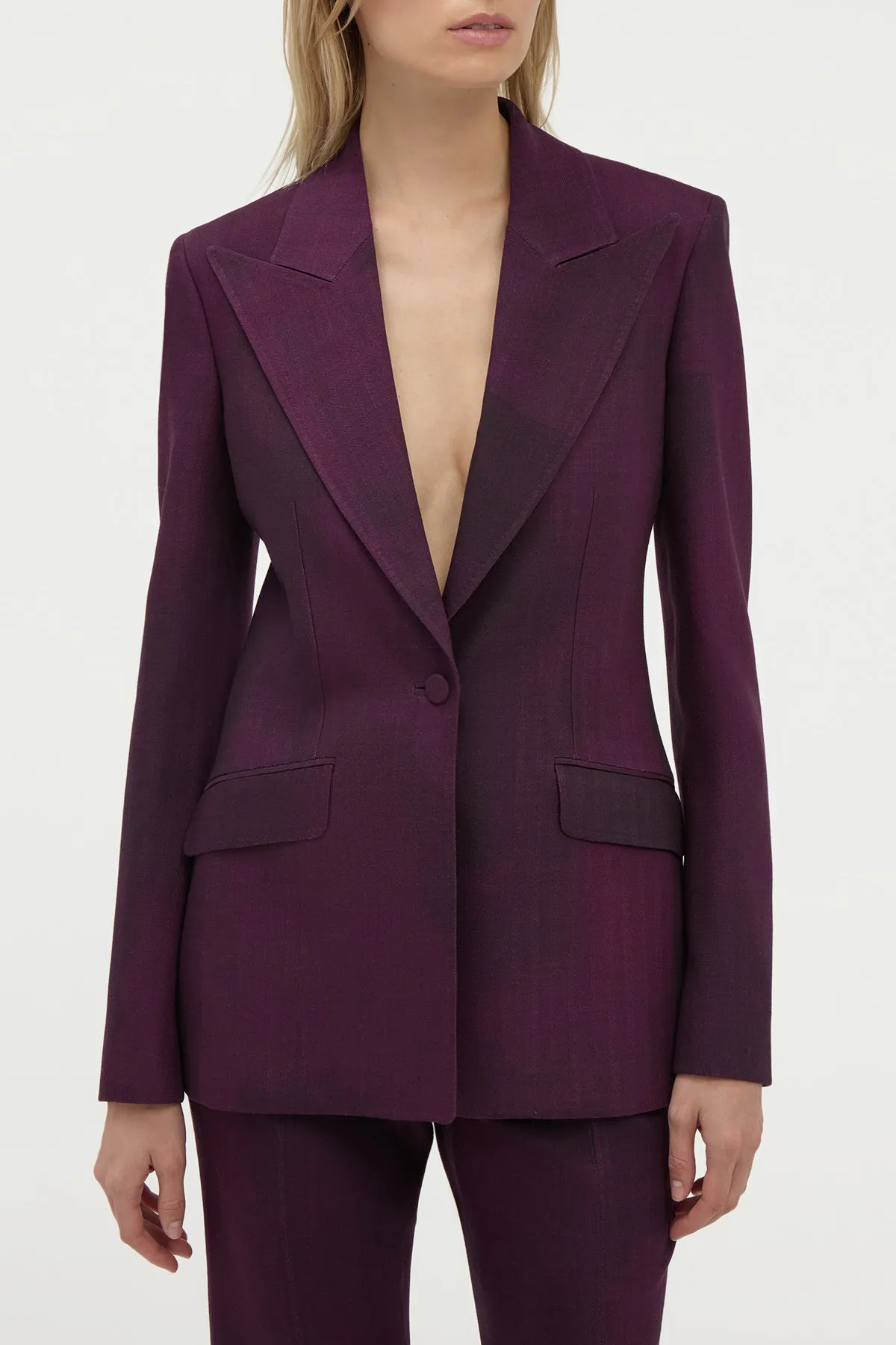 Leiva Blazer in Bordeaux Virgin Wool sold by Gabriela Hearst product image thumbnail 5