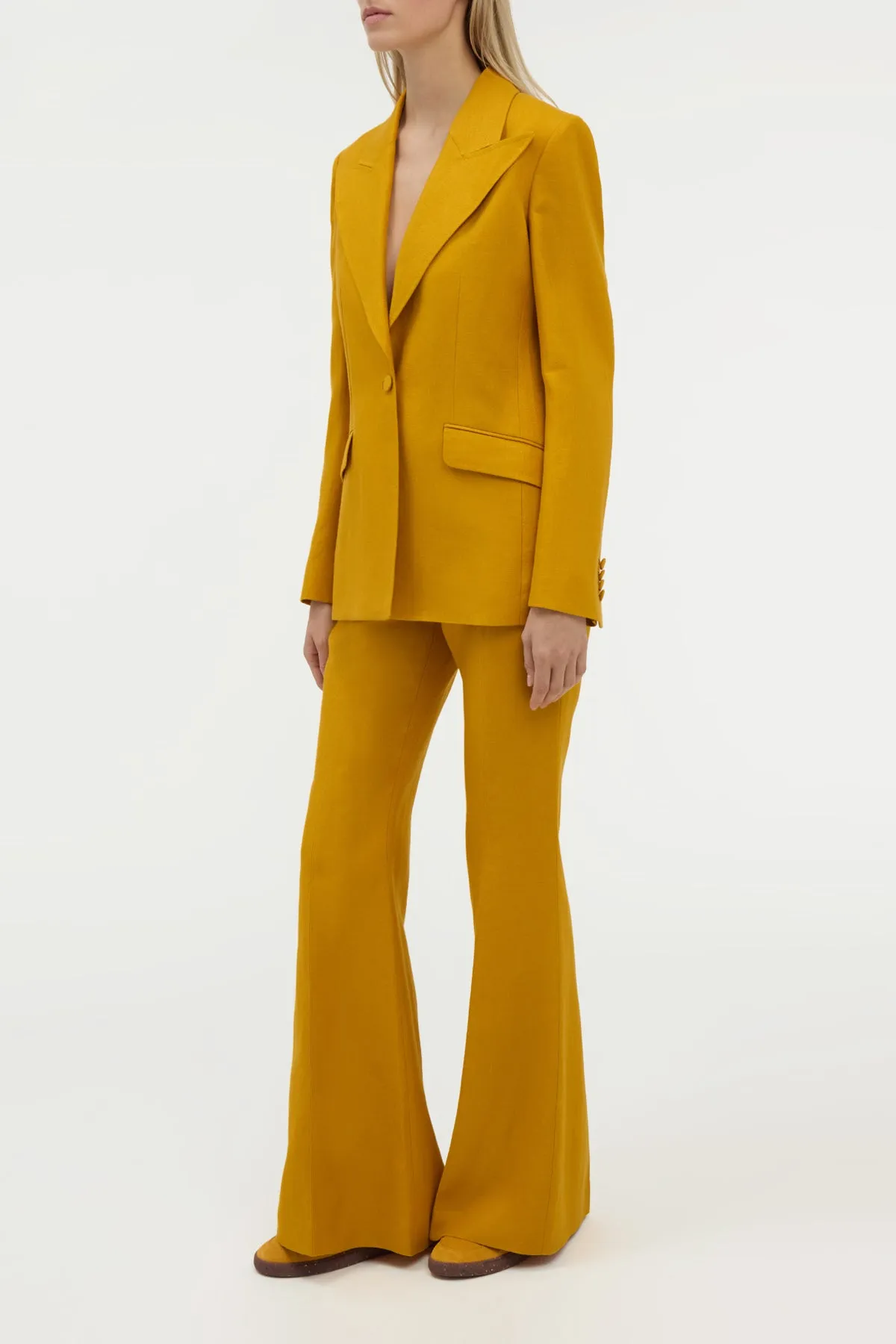 Leiva Blazer in Golden Birch Linen Twill sold by Gabriela Hearst product image thumbnail 3