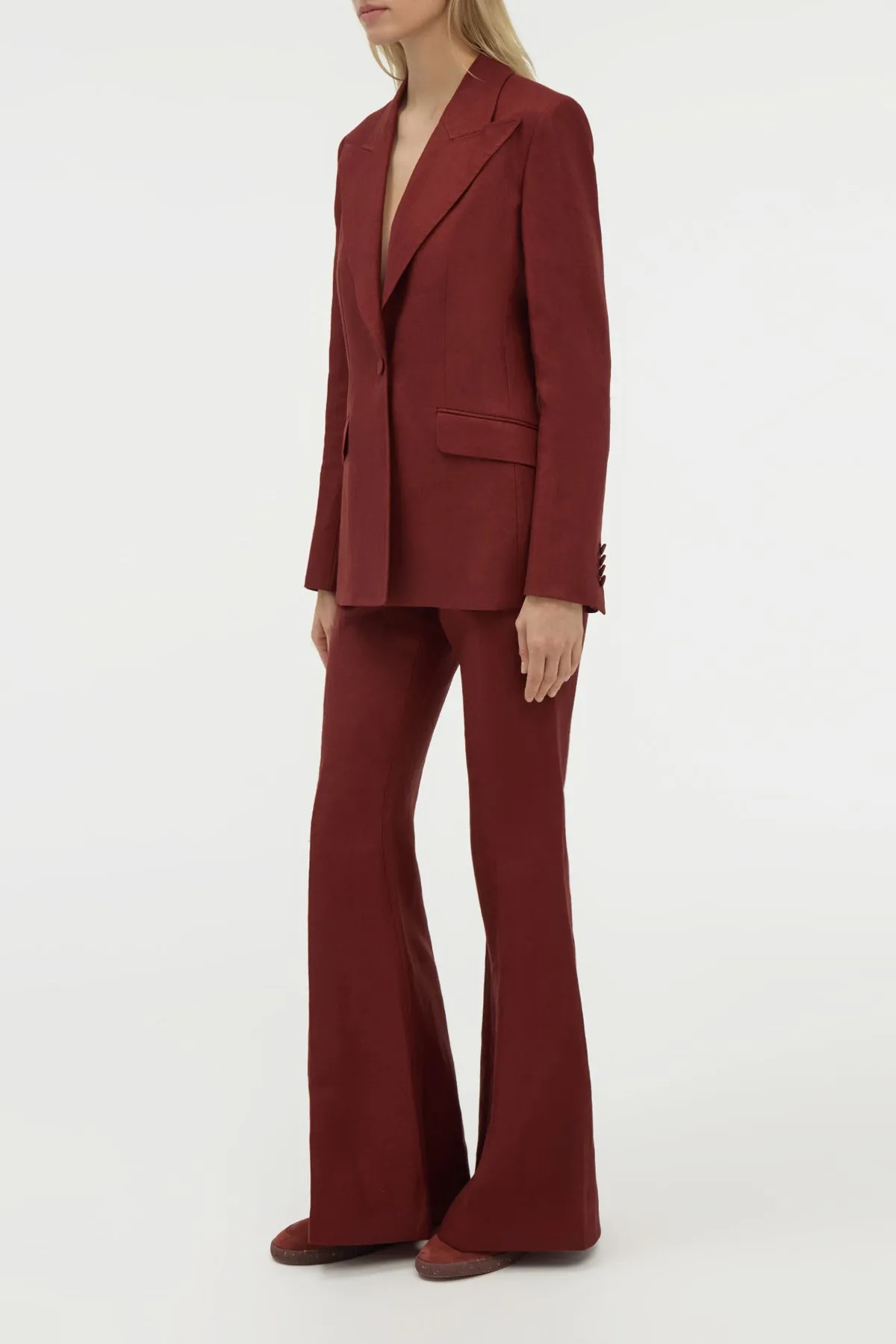 Leiva Blazer in Burnt Sienna Linen Twill sold by Gabriela Hearst product image thumbnail 3
