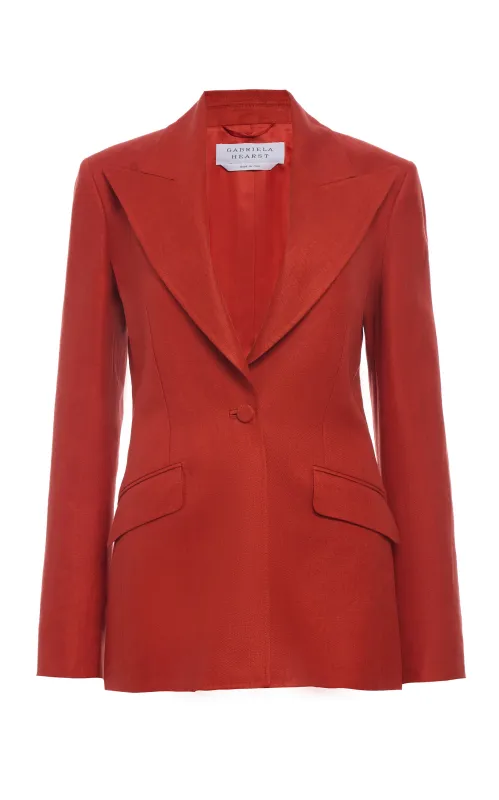 Leiva Blazer in Antelope Orange Linen Twill sold by Gabriela Hearst