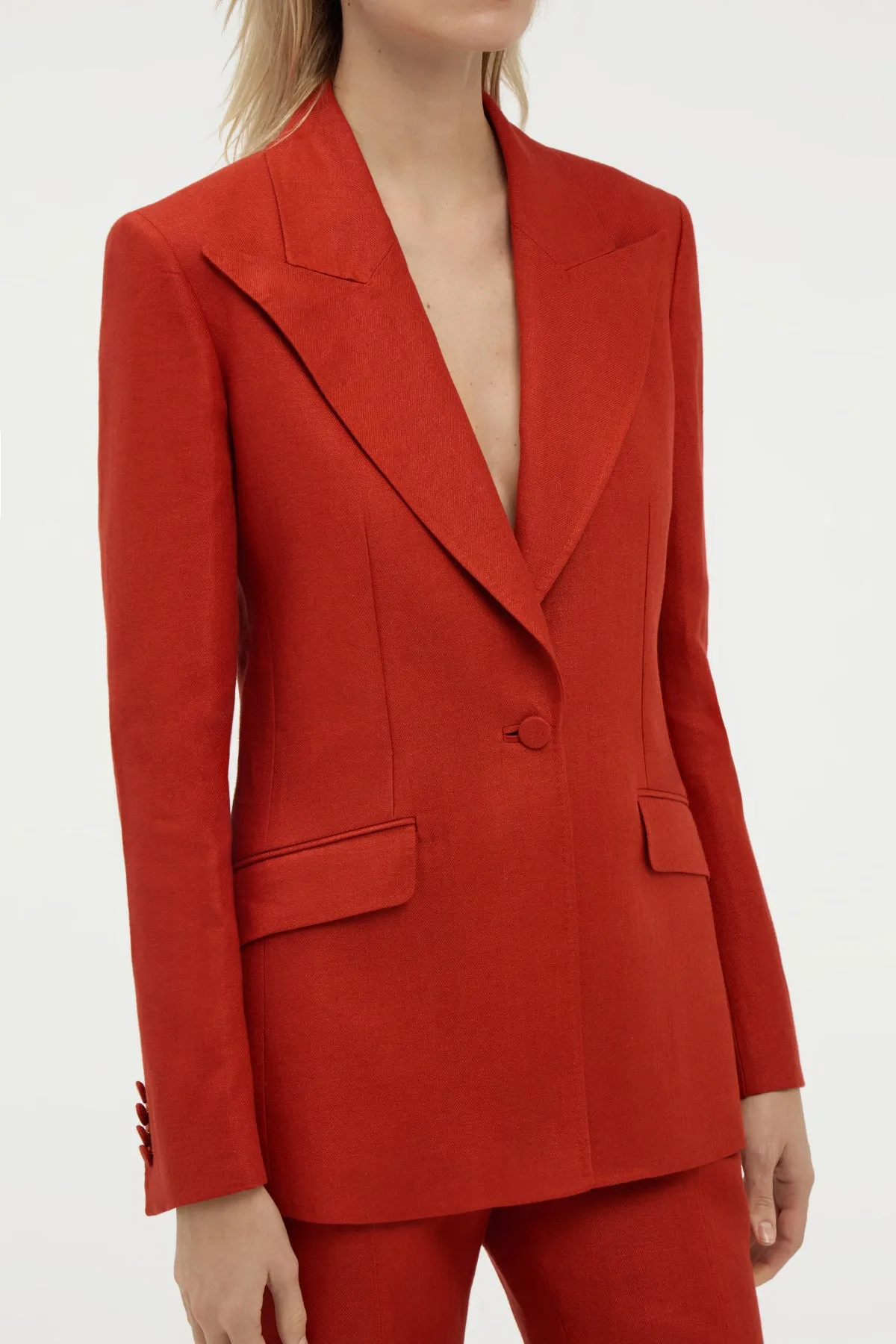 Leiva Blazer in Antelope Orange Linen Twill sold by Gabriela Hearst product image thumbnail 5