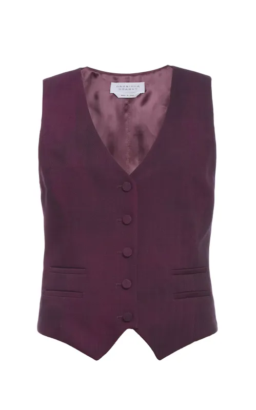 Coleridge Vest in Bordeaux Virgin Wool sold by Gabriela Hearst