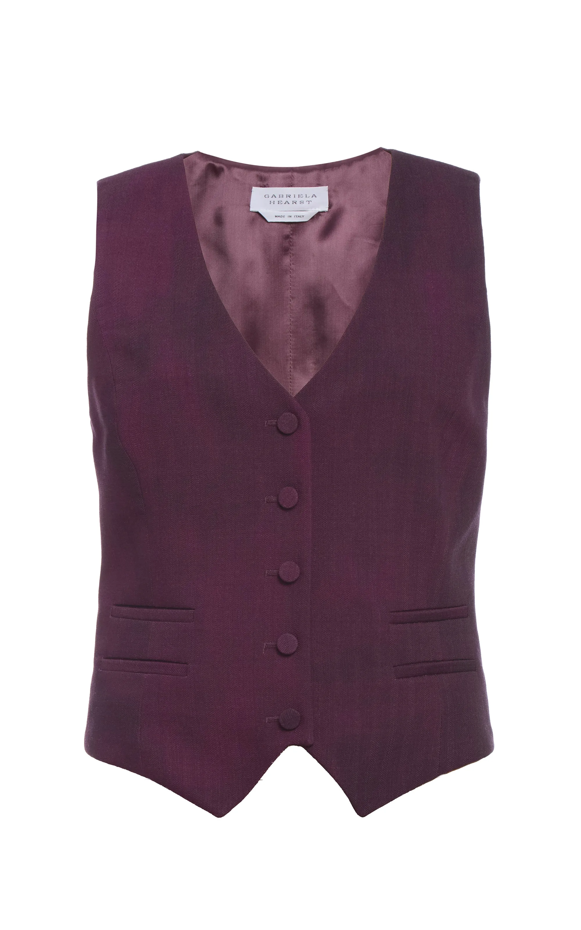 Coleridge Vest in Bordeaux Virgin Wool sold by Gabriela Hearst
