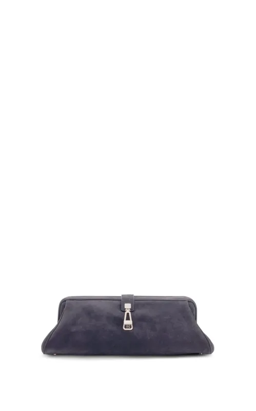 Paola Clutch in Dark Grey Suede sold by Gabriela Hearst