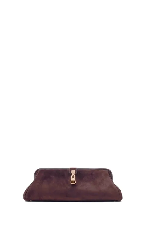 Paola Clutch in Dark Brown Suede sold by Gabriela Hearst