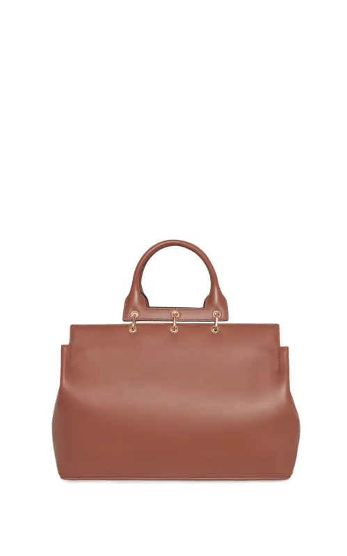 Large Amethyst Tote Bag in Cognac Nappa Leather sold by Gabriela Hearst