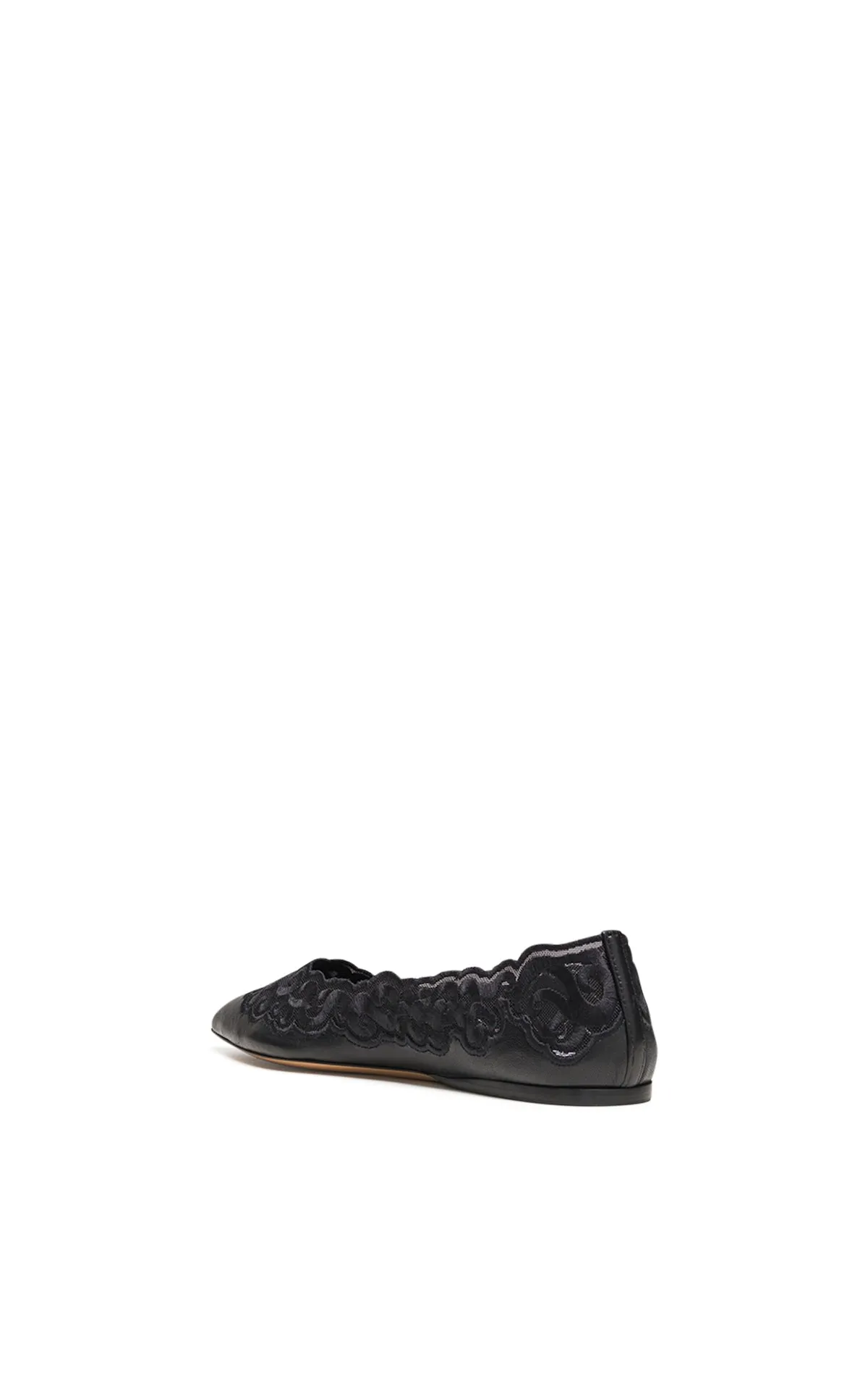 Ziva Flat Shoe in Black Nappa Leather & Silk Lace sold by Gabriela Hearst product image thumbnail 3