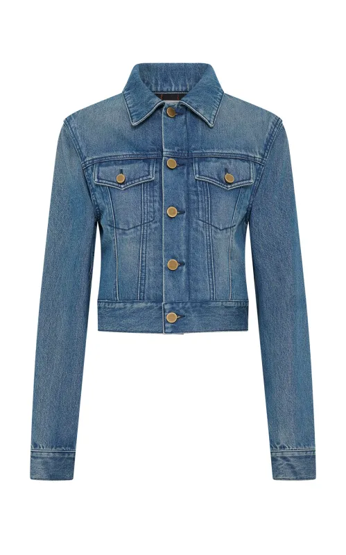 Bronte Jacket in Uruguayan Blue Recycled Cotton Denim sold by Gabriela Hearst