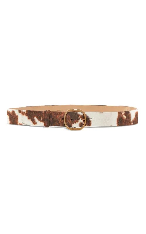 Elster Buckle Belt in Ivory Cognac Multi Suede sold by Gabriela Hearst