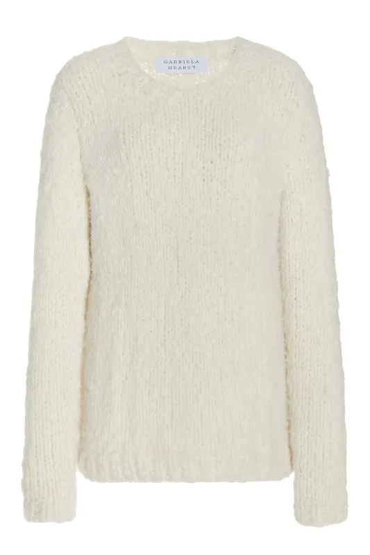 Lawrence Knit Sweater in Ivory Welfat Cashmere sold by Gabriela Hearst