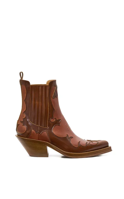 Cassidy Bootie in Cognac Nappa Leather made by Gabriela Hearst