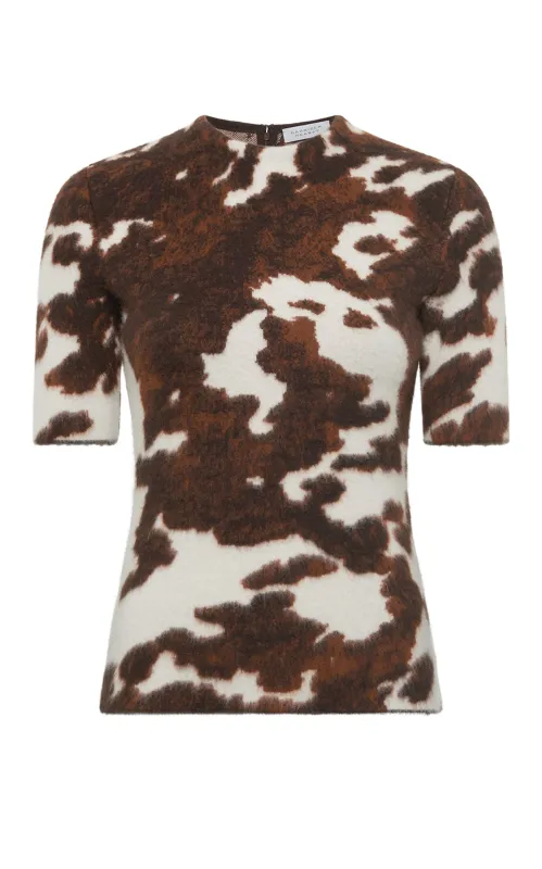 Paige Top in Ivory Cognac Multi Cashmere made by Gabriela Hearst