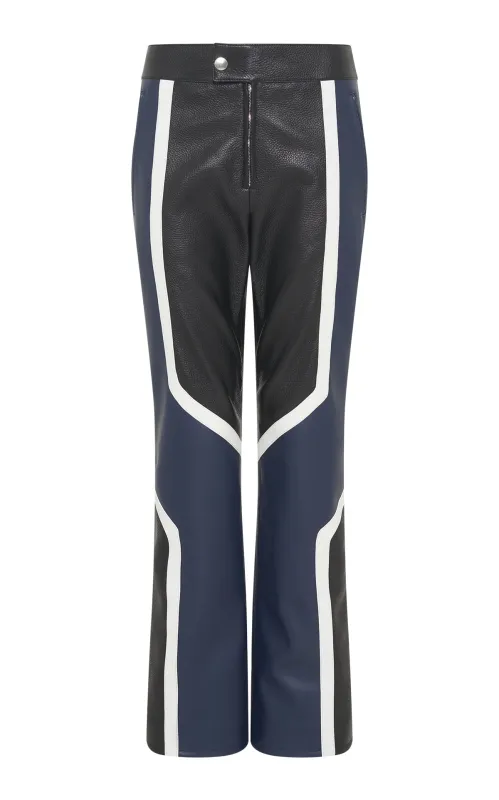Navarre Pant in Black White Electric Navy Leather made by Gabriela Hearst