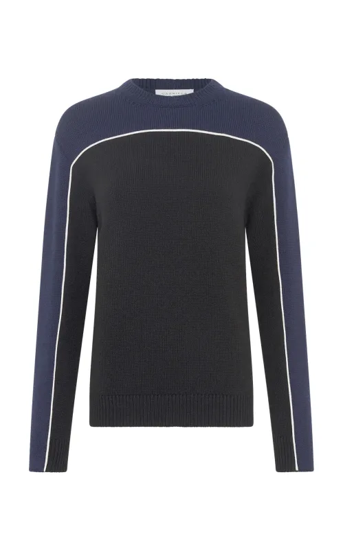 Eros Sweater in Electric Navy Black Cashmere sold by Gabriela Hearst