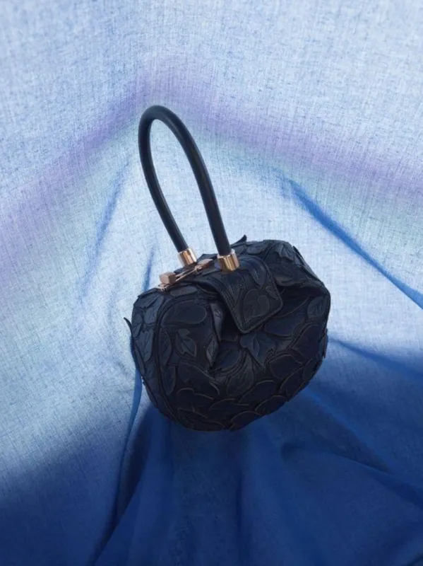 Nina W/ Leaves Embroidery in Black Leather sold by Gabriela Hearst