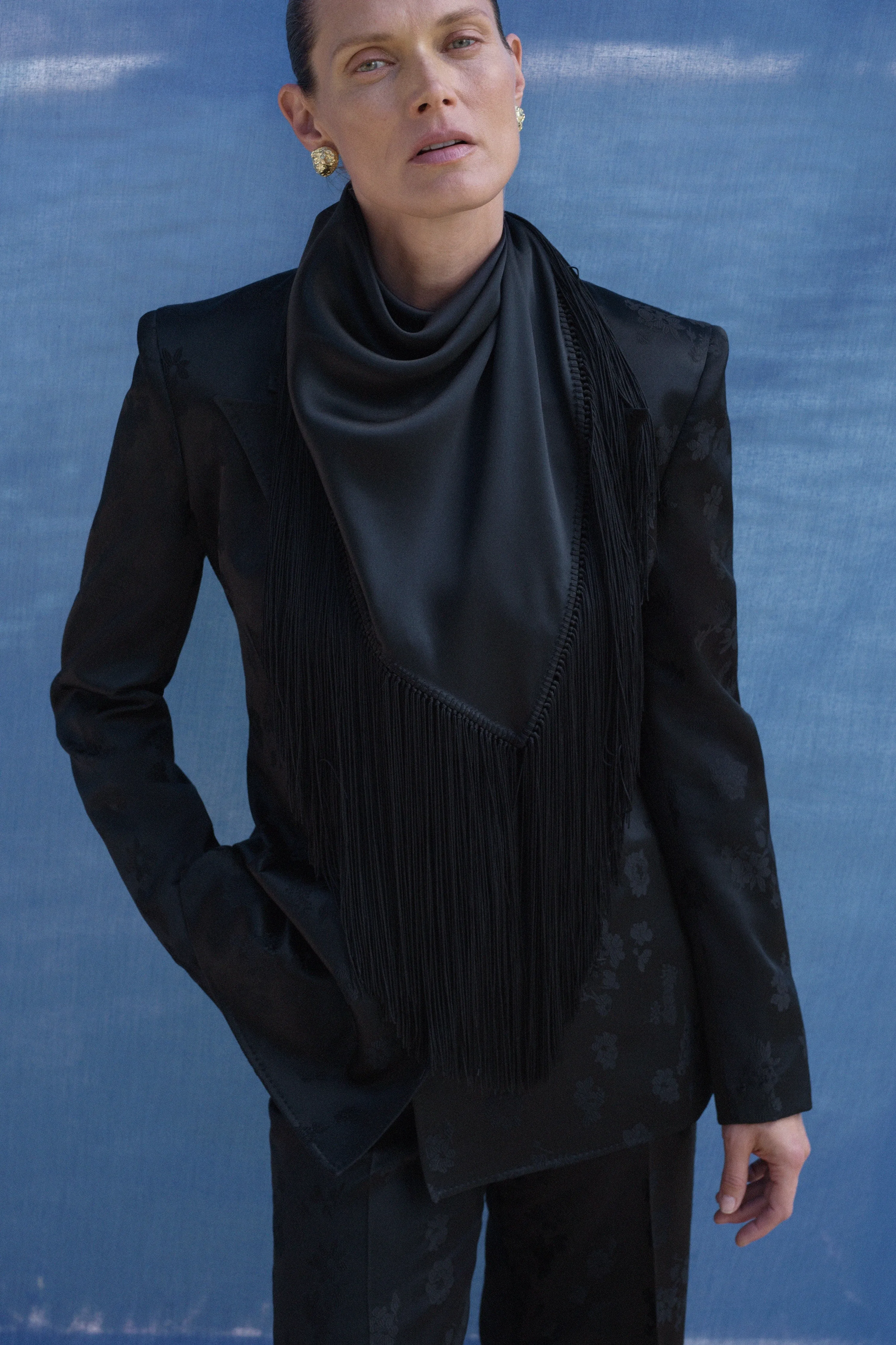 Anderson Scarf Top W/ Fringe in Black Silk sold by Gabriela Hearst product image thumbnail 2