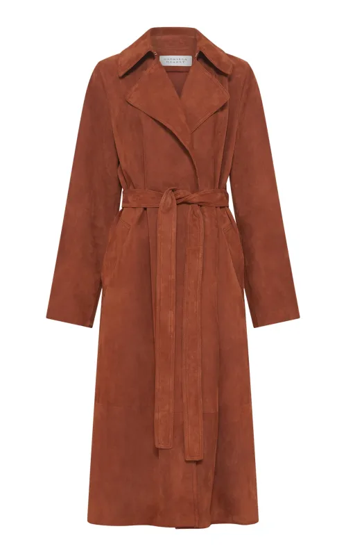 Lyra Coat in Cognac Suede sold by Gabriela Hearst