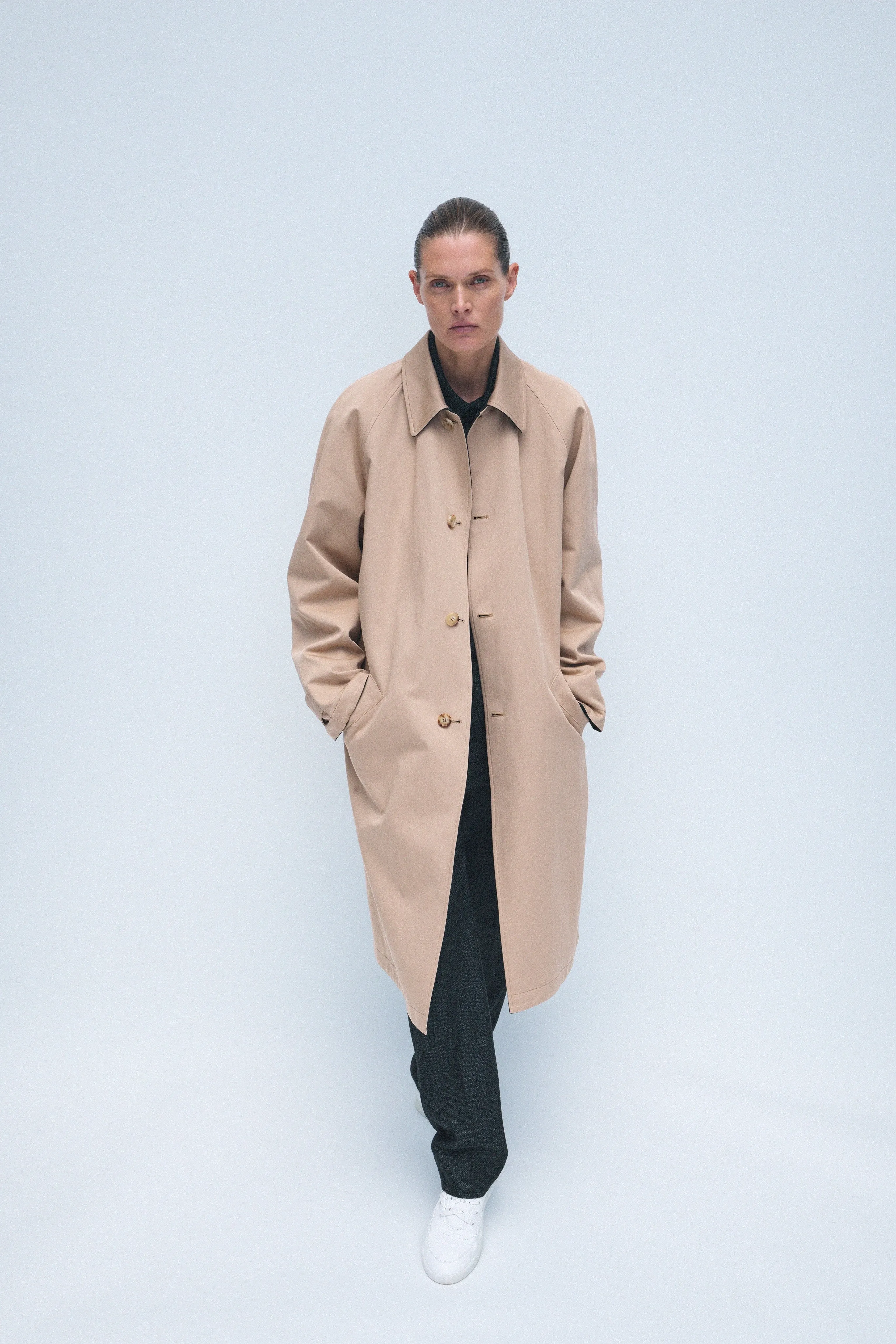 Alain Reversible Trench Coat in Camel Cotton Twill sold by Gabriela Hearst product image thumbnail 2