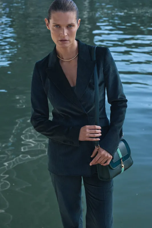 Coleridge Vest in English Green Sea Island Cotton Corduroy sold by Gabriela Hearst