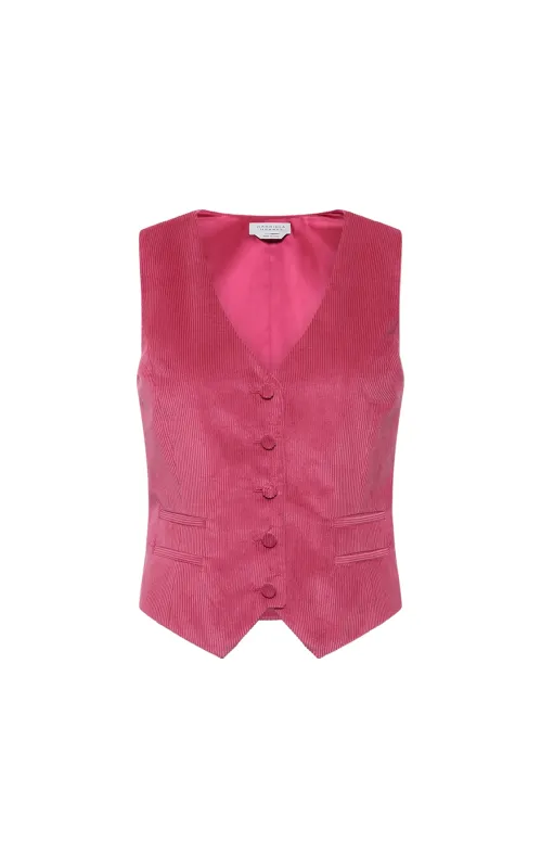 Coleridge Vest in Fuchsia Sea Island Cotton Corduroy made by Gabriela Hearst