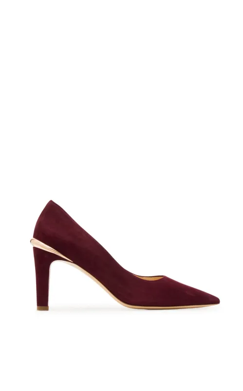 Edwina High Heel Stiletto Pump in Bordeaux Suede sold by Gabriela Hearst
