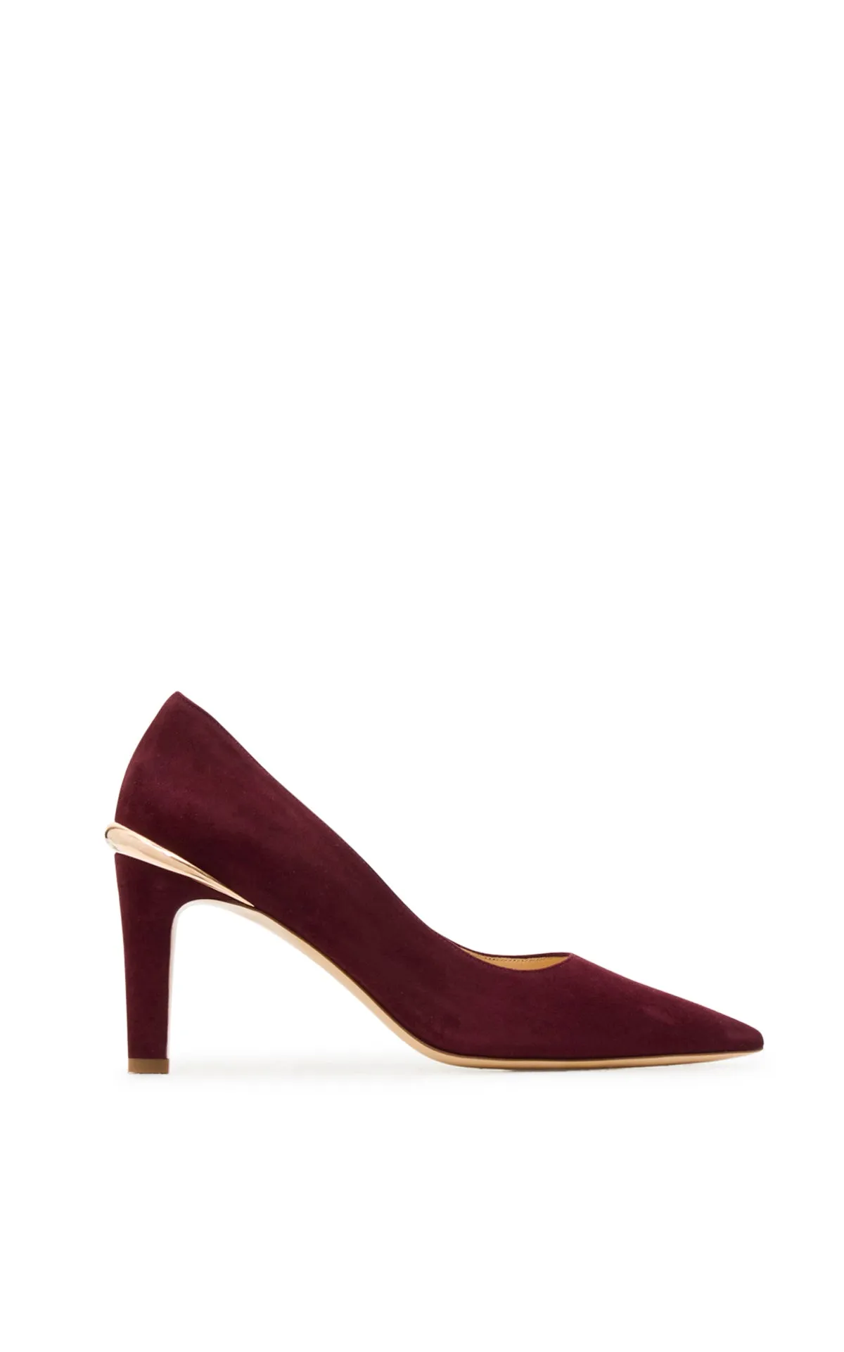 Edwina High Heel Stiletto Pump in Bordeaux Suede sold by Gabriela Hearst