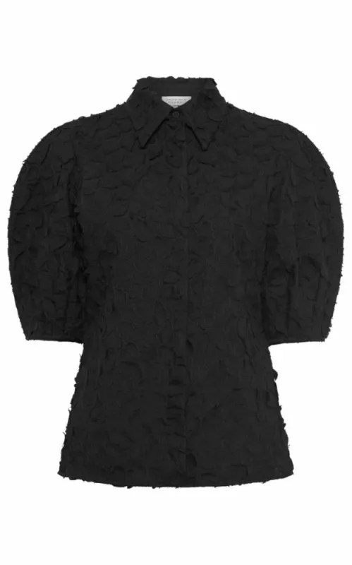 Sansi Top in Black Printed Silk sold by Gabriela Hearst
