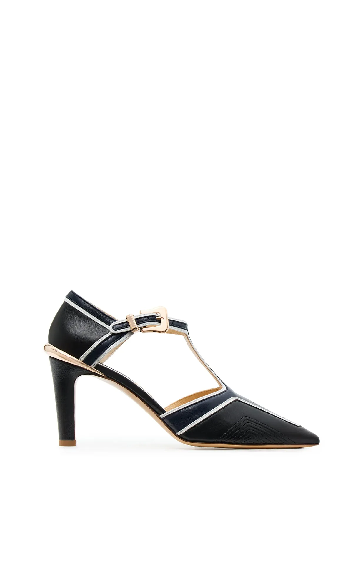 Indi Moto Heel in Dark Navy Multi Leather sold by Gabriela Hearst