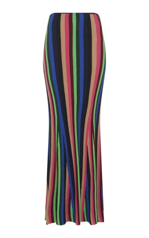 Clarity Knit Skirt in Striped Multi Cashmere Silk sold by Gabriela Hearst