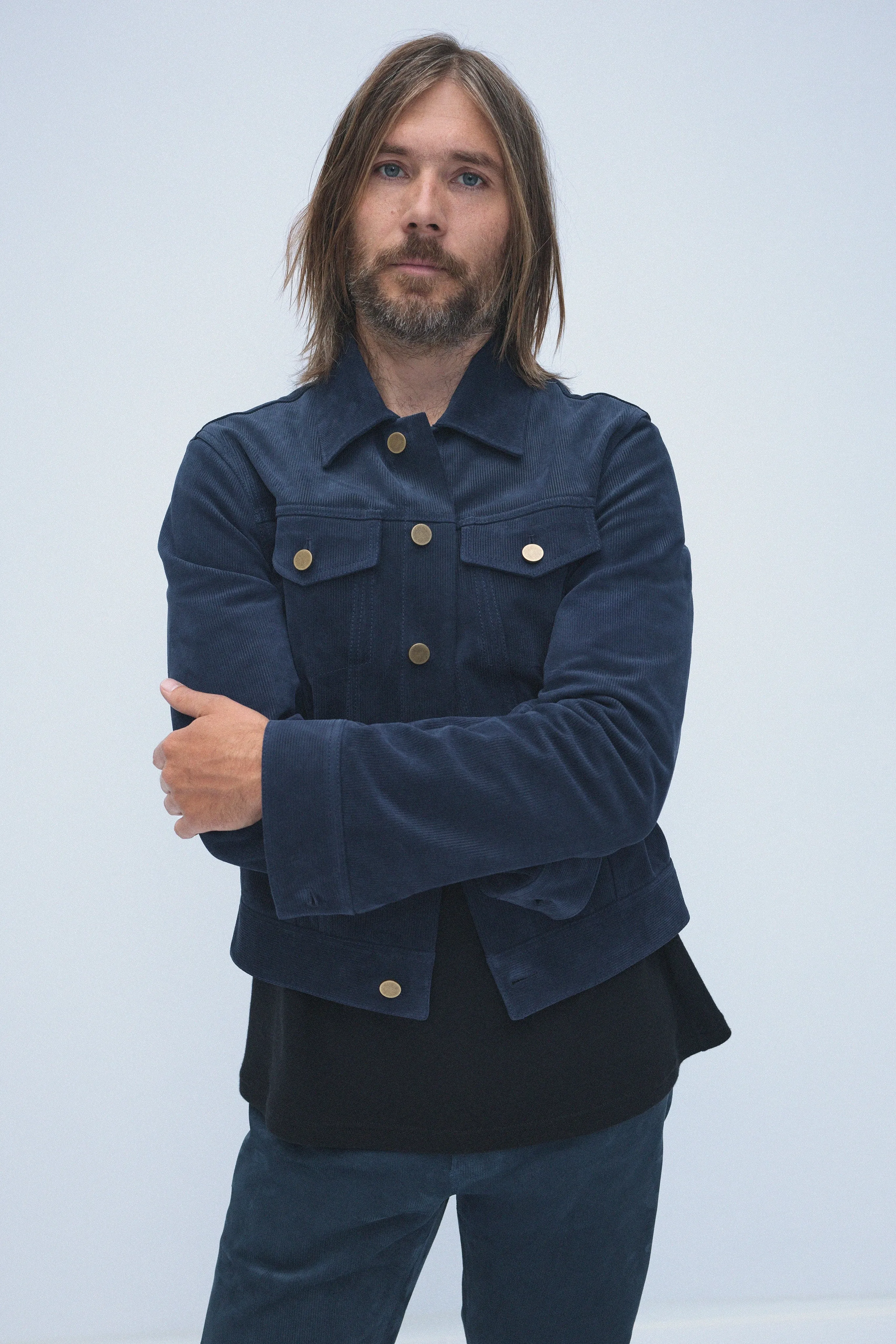 Barry Jacket in Electric Navy Suede Corduroy sold by Gabriela Hearst product image thumbnail 2