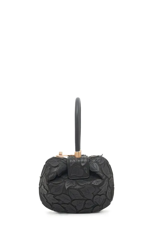 Demi Embroidered Leaves Bag in Black Nappa Leather sold by Gabriela Hearst