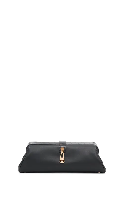 Paola Clutch in Black Nappa Leather & Crocodile sold by Gabriela Hearst