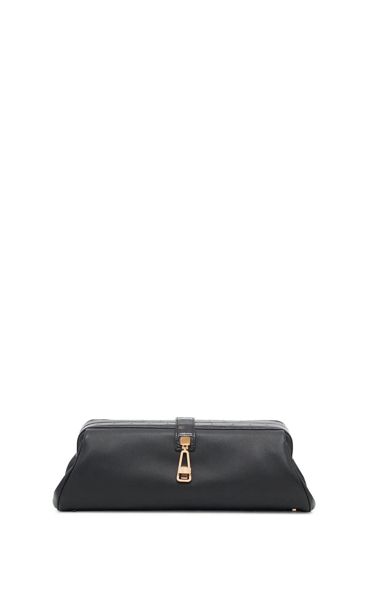 Paola Clutch in Black Nappa Leather & Crocodile sold by Gabriela Hearst
