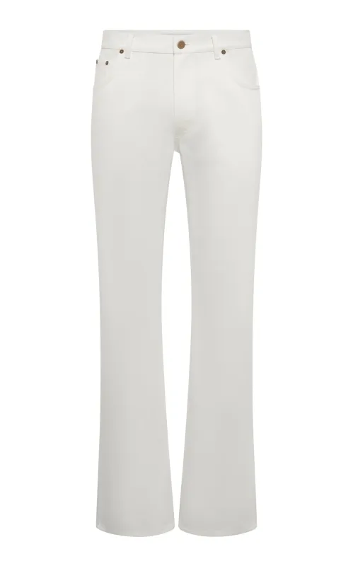 Preston Pant in White Recycled Cotton Linen Denim sold by Gabriela Hearst