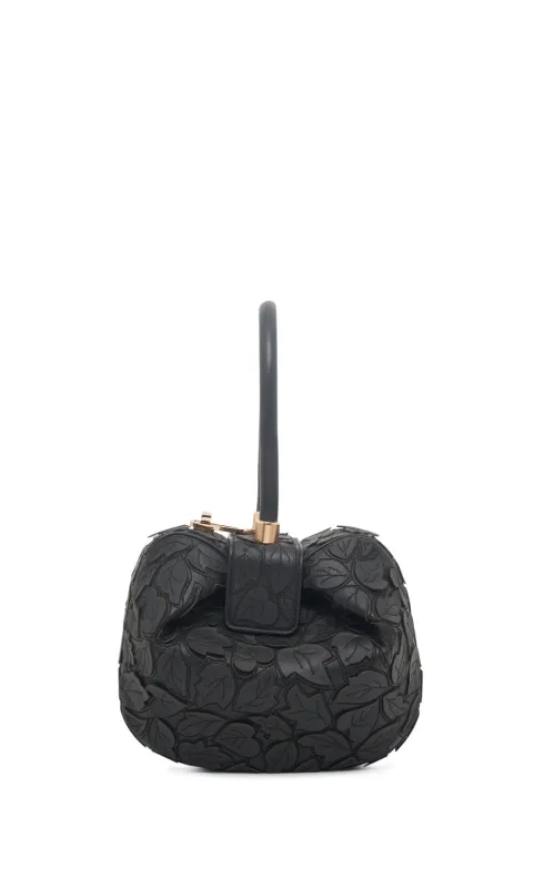 Nina Embroidered Leaves Bag in Black Nappa Leather sold by Gabriela Hearst