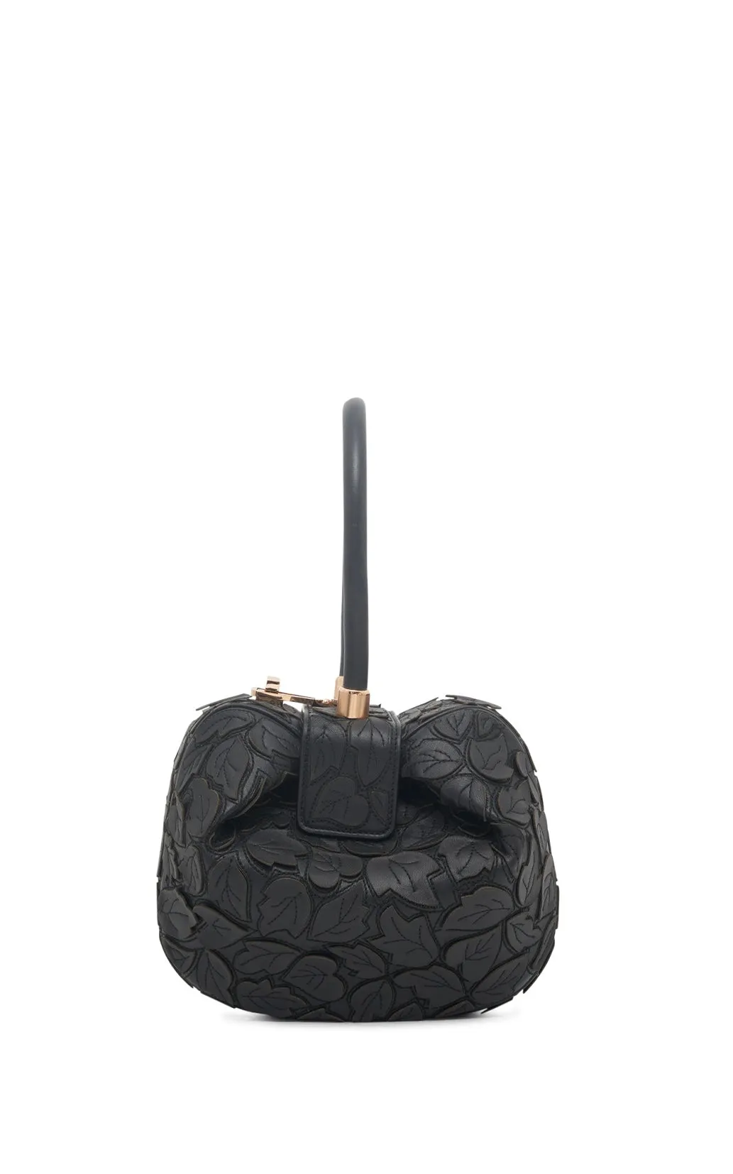 Nina Embroidered Leaves Bag in Black Nappa Leather sold by Gabriela Hearst
