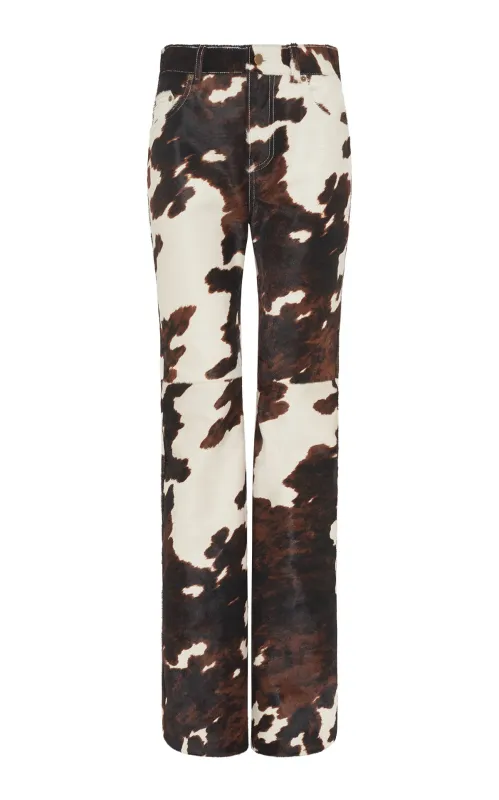 Willa Long Bootcut Jean in Ivory Cognac Multi Leather sold by Gabriela Hearst