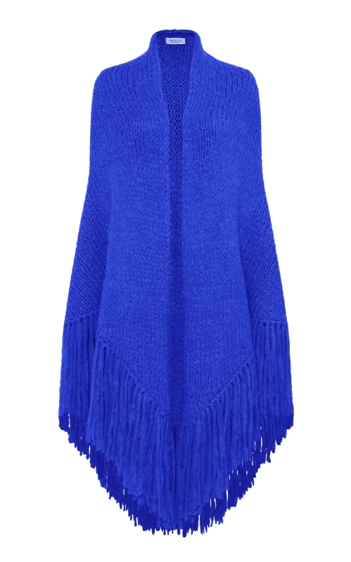 Lauren Knit Wrap in Cobalt Welfat Cashmere made by Gabriela Hearst