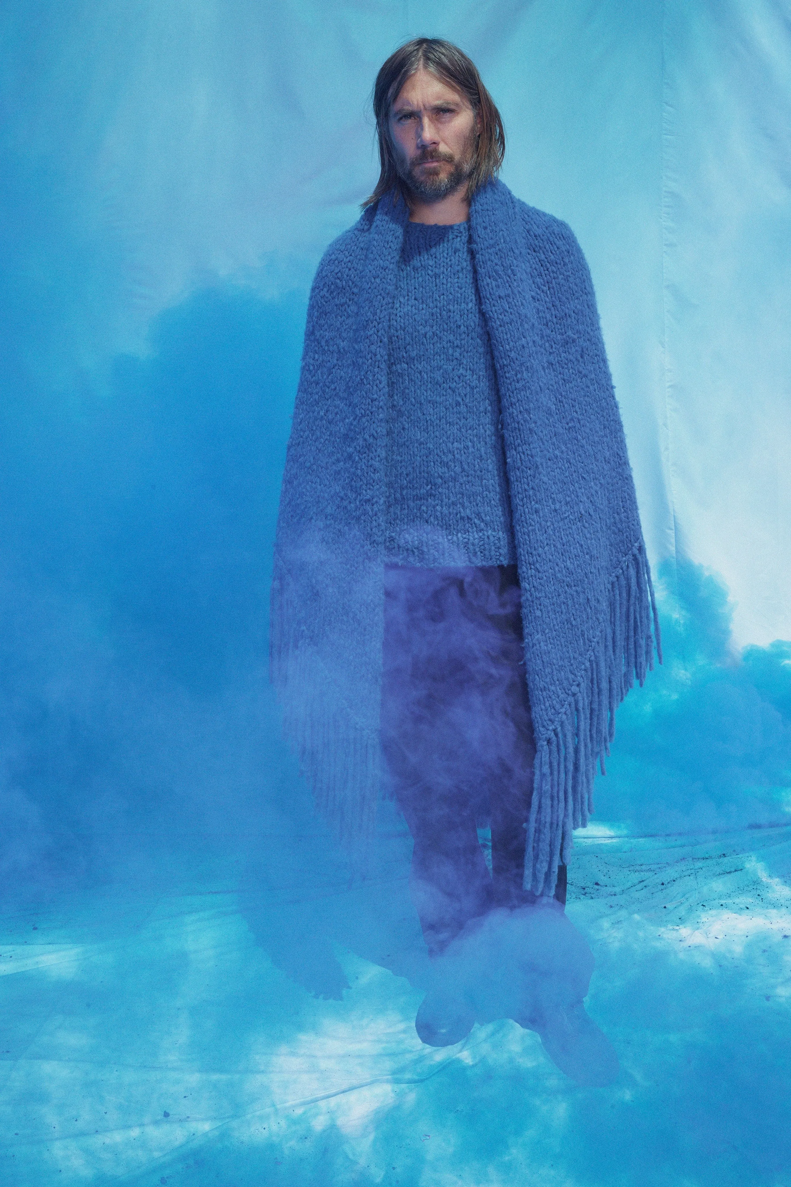 Lauren Knit Wrap in Cobalt Welfat Cashmere sold by Gabriela Hearst product image thumbnail 2