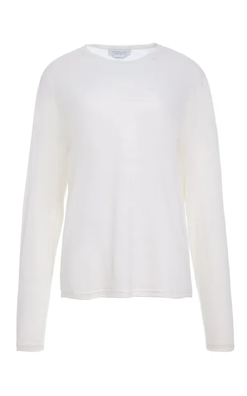 Pacific Long Sleeve T-Shirt in Ivory Cashmere sold by Gabriela Hearst
