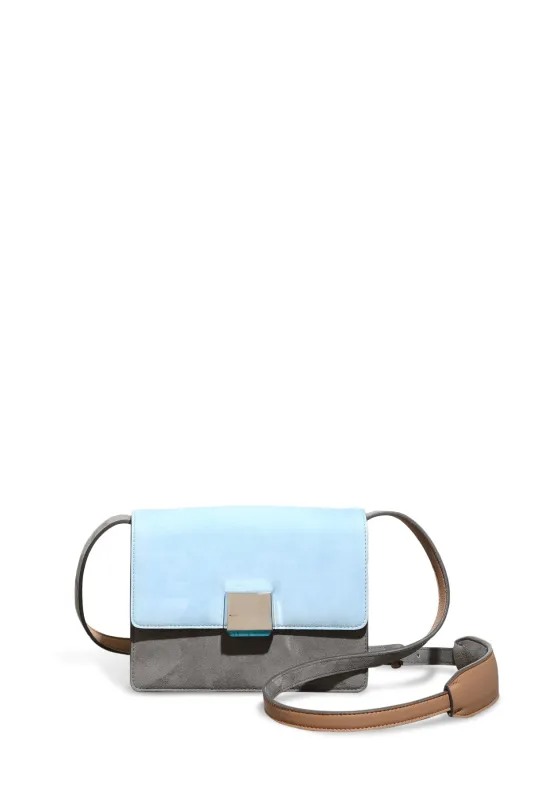 Mercedes Flap Bag in Grey, Light Blue & Nude Suede and Nappa Leather sold by Gabriela Hearst