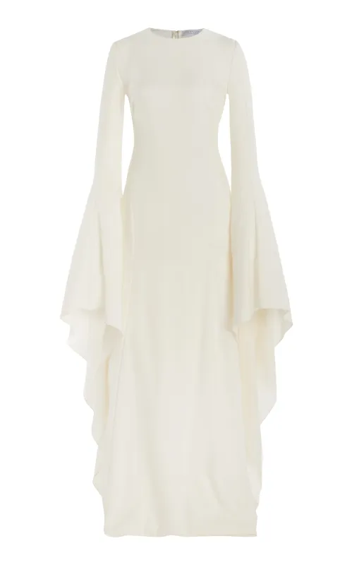 Sigrud Draped Maxi Dress in Ivory Wool Silk Gauze sold by Gabriela Hearst