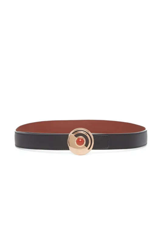 Moya Reversible Small Belt in Black Leather with Red Jasper sold by Gabriela Hearst