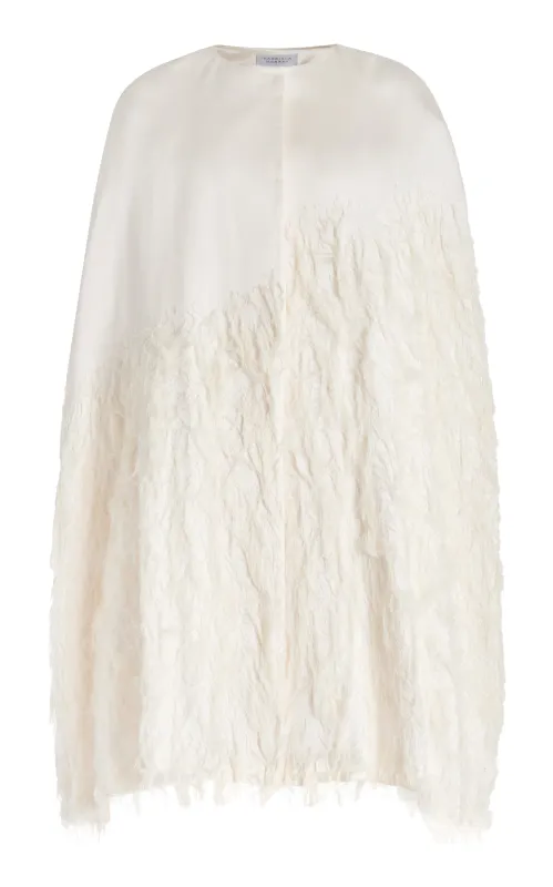 Pauli Feather Cape in Ivory Silk Satin made by Gabriela Hearst