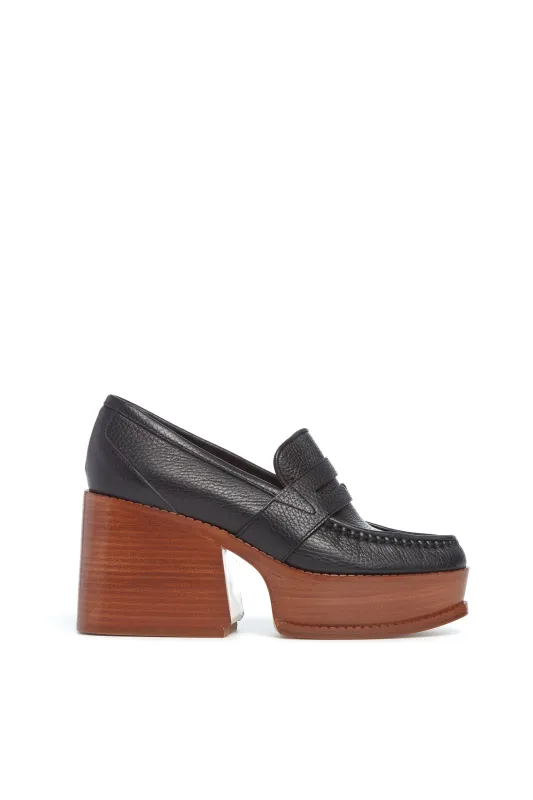 Augusta Platform Loafer in Black Leather sold by Gabriela Hearst