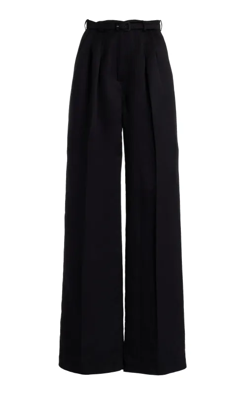 Vargas Pant in Black Silk Linen Satin sold by Gabriela Hearst
