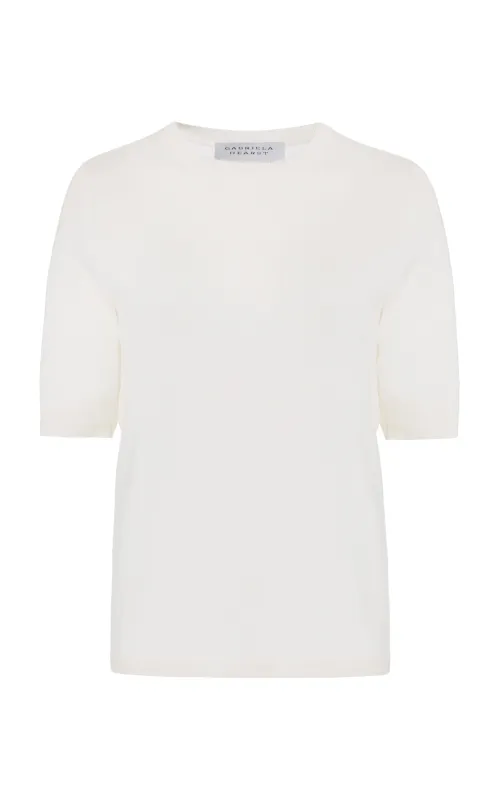 Brunner Knit T-Shirt in Ivory Cashmere Silk sold by Gabriela Hearst