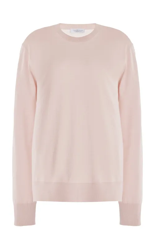 Palco Knit Crewneck in Blush Merino Wool sold by Gabriela Hearst